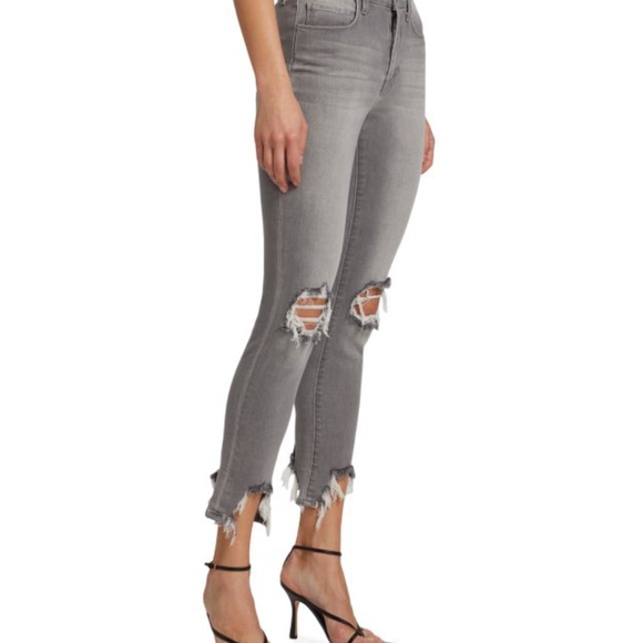 L' AGENCE Jeans Size 23 High Line High Rise Skinny Vineyard Distressed Moto - Picture 2 of 10